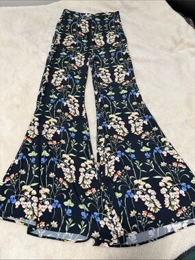 Zara | Navy Floral Wide-Leg Trousers | NWT | M
